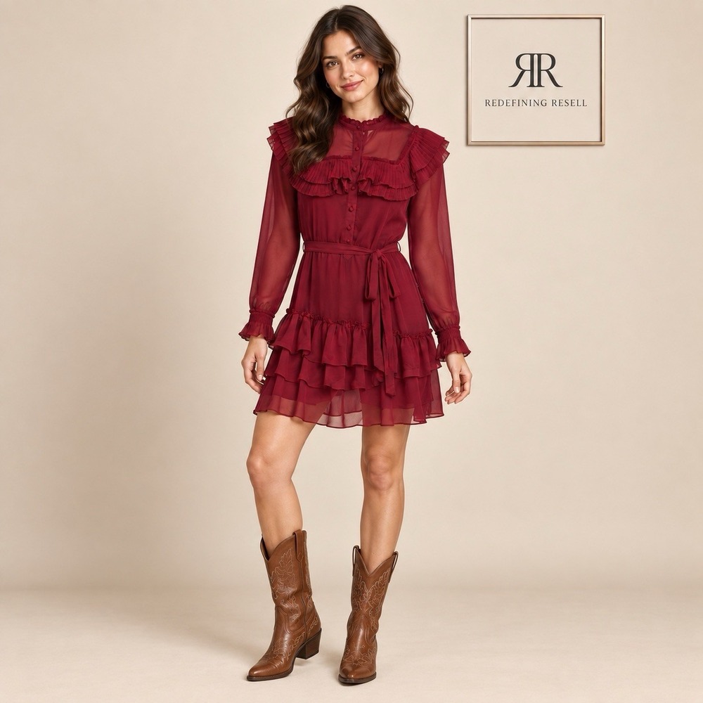 Ted Baker Anastai Ruffle Detail Shirt Dress Size:2 $325